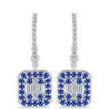 Cercei din Argint 925 ( 6.46 grame ) cu Safir Albastru Australian și Topaz Alb 3.23 Carate