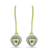 Cercei din Argint 925 Placat cu Aur ( 1.76 grame ) cu Diamant Roșu și Diamant Alb 0.16 Carate