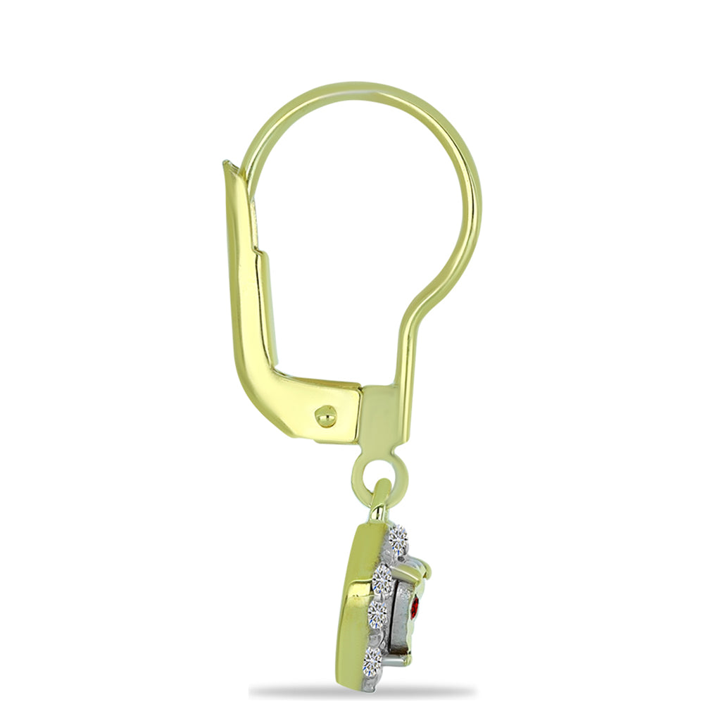 Cercei din Argint 925 Placat cu Aur ( 1.76 grame ) cu Diamant Roșu și Diamant Alb 0.16 Carate