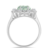 Inel din Argint 925 ( 3.73 grame ) cu Ametist Verde și Topaz Alb 2.81 Carate