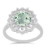 Inel din Argint 925 ( 3.73 grame ) cu Ametist Verde și Topaz Alb 2.81 Carate