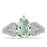 Inel din Argint 925 ( 2.55 grame ) cu Ametist Verde și Topaz Alb 1.92 Carate