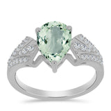 Inel din Argint 925 ( 2.55 grame ) cu Ametist Verde și Topaz Alb 1.92 Carate
