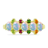 Inel din Argint 925 Placat cu Aur ( 2.53 grame ) cu Opal Welo și Turmalină Chakra 1.46 Carate