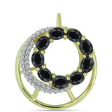 Pandantiv din Argint 925 Placat cu Aur ( 2.7 grame ) cu Obsidian și Topaz Alb 1.88 Carate