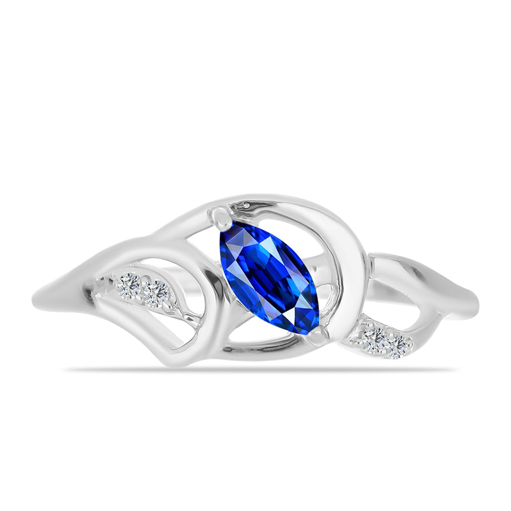 Inel din Argint 925 ( 2.05 grame ) cu Safir Albastru Australian și Topaz Alb 0.41 Carate
