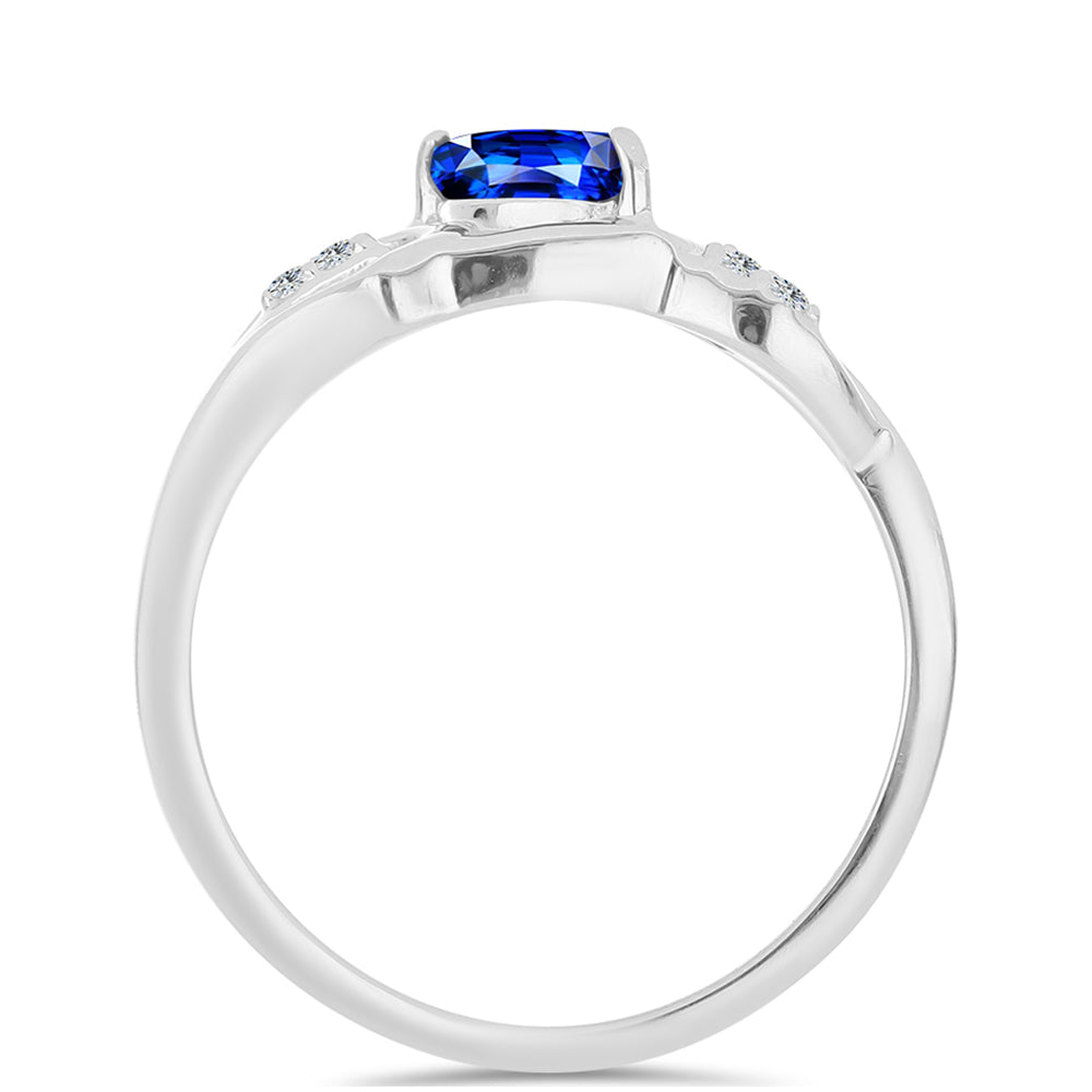 Inel din Argint 925 ( 2.05 grame ) cu Safir Albastru Australian și Topaz Alb 0.41 Carate