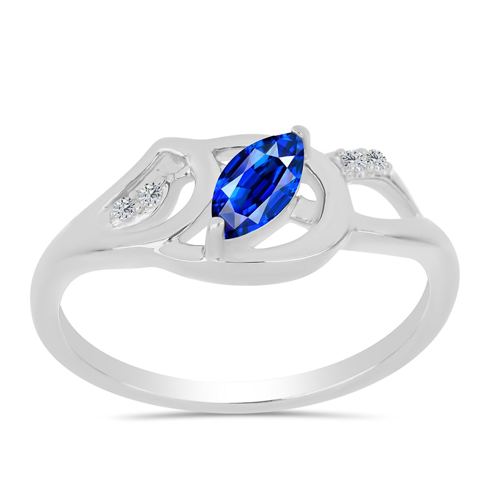 Inel din Argint 925 ( 2.05 grame ) cu Safir Albastru Australian și Topaz Alb 0.41 Carate