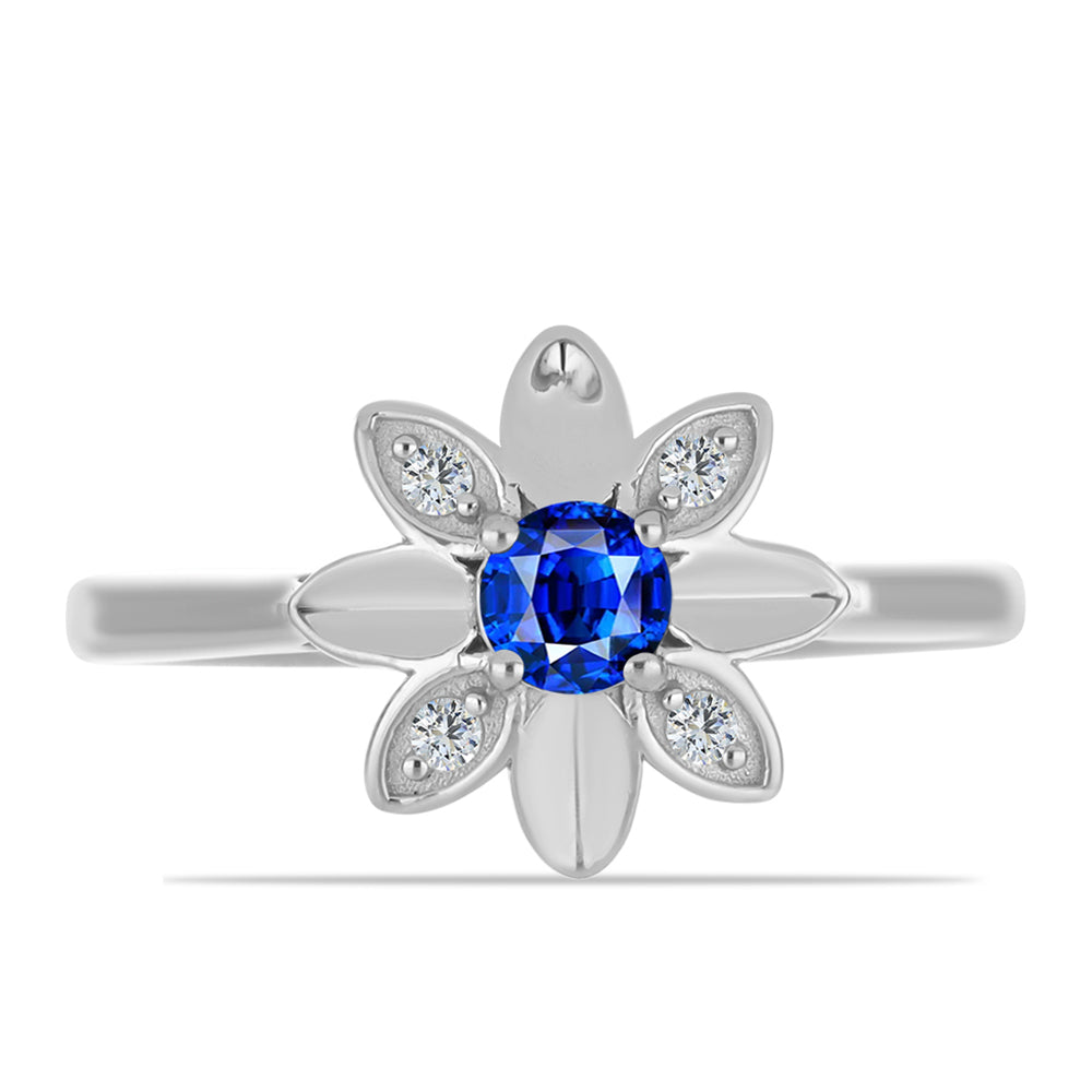 Inel din Argint 925 ( 2.8 grame ) cu Safir Albastru Australian și Topaz Alb 0.46 Carate