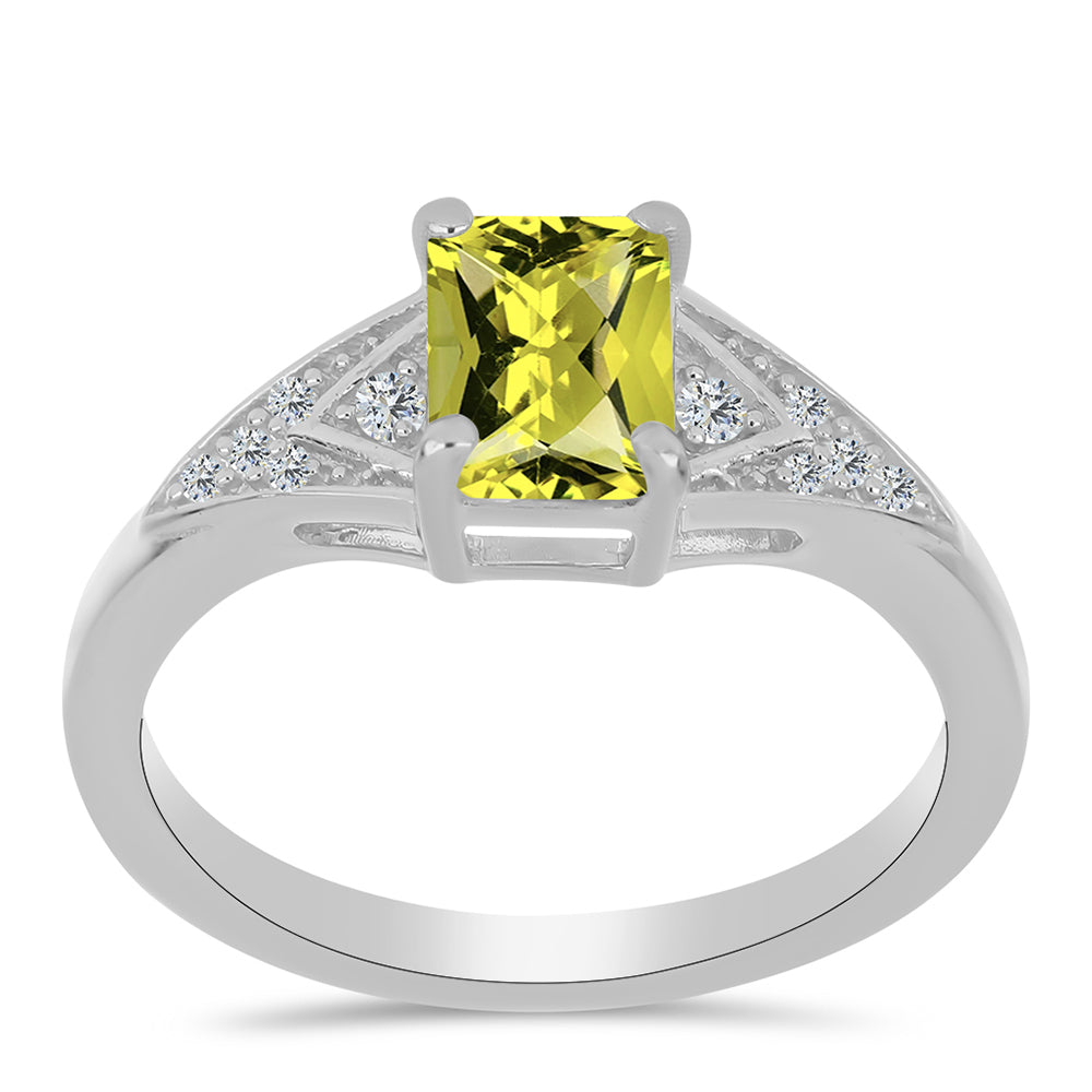 Inel din Argint 925 ( 2.64 grame ) cu Topaz Galben și Topaz Alb 1.07 Carate