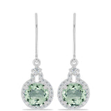 Cercei din Argint 925 ( 3.18 grame ) cu Ametist Verde și Topaz Alb 4.04 Carate