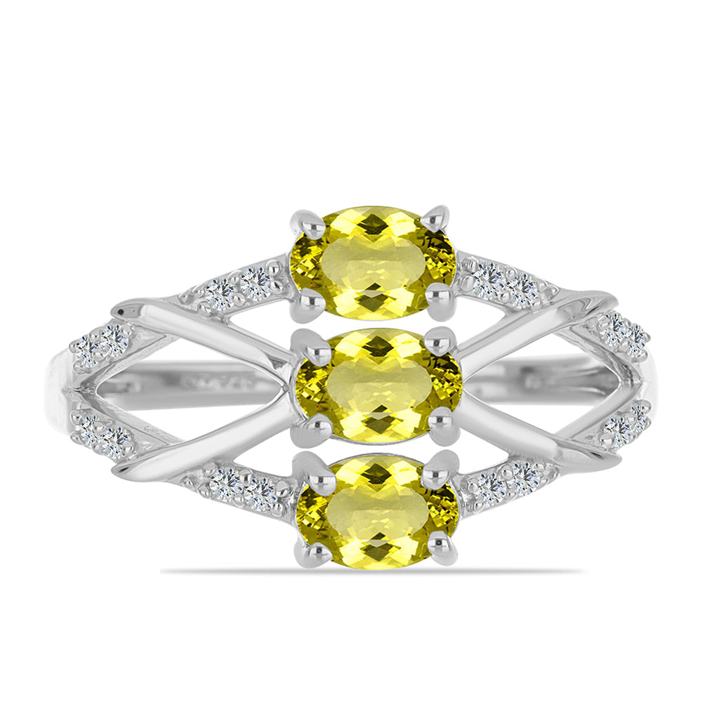 Inel din Argint 925 ( 3.03 grame ) cu Topaz Galben și Topaz Alb 1.24 Carate