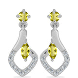 Cercei din Argint 925 ( 2.23 grame ) cu Topaz Galben și Topaz Alb 0.71 Carate