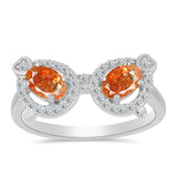 Inel din Argint 925 ( 2.8 grame ) cu Piatra Soarelui Oregon și Topaz Alb 1.14 Carate
