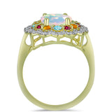 Inel din Argint 925 Placat cu Aur ( 3.63 grame ) cu Opal Welo și Turmalină Chakra 2.47 Carate