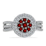 Inel din Argint 925 ( 4.52 grame ) cu Granat Barton și Topaz Alb 1.47 Carate