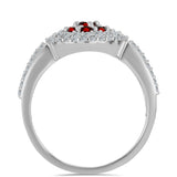 Inel din Argint 925 ( 4.52 grame ) cu Granat Barton și Topaz Alb 1.47 Carate