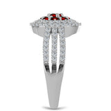 Inel din Argint 925 ( 4.52 grame ) cu Granat Barton și Topaz Alb 1.47 Carate