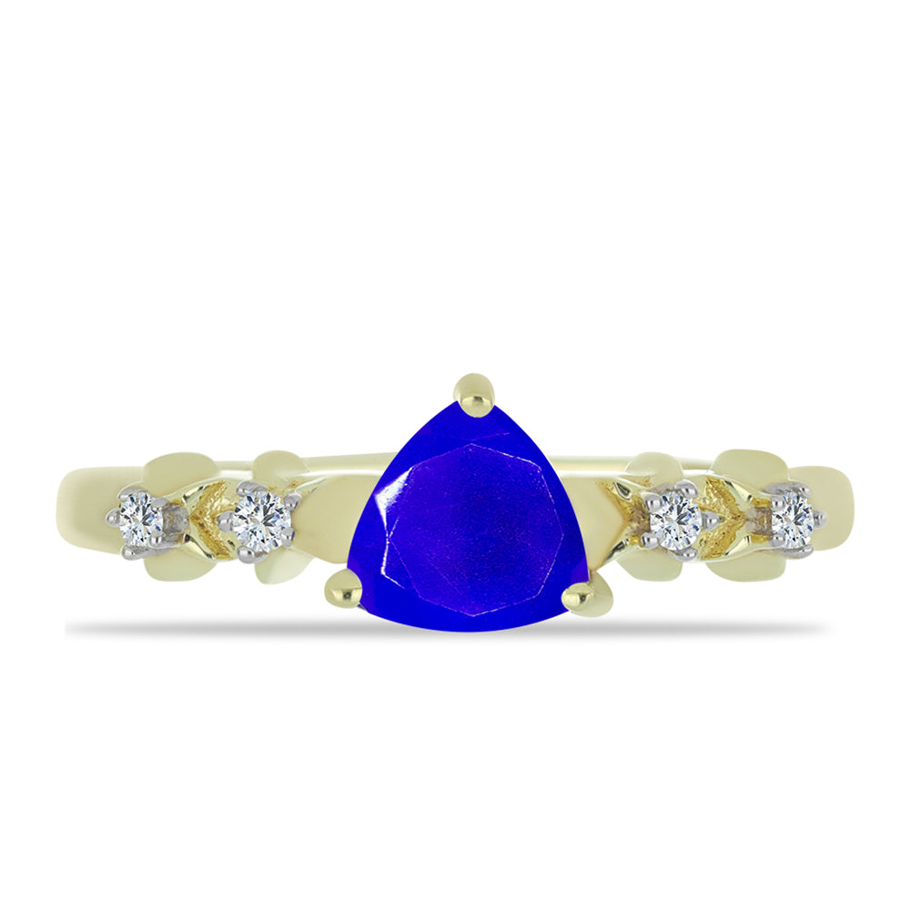Inel din Argint 925 Placat cu Aur ( 2.56 grame ) cu Agat Albastru și Topaz Alb 0.81 Carate