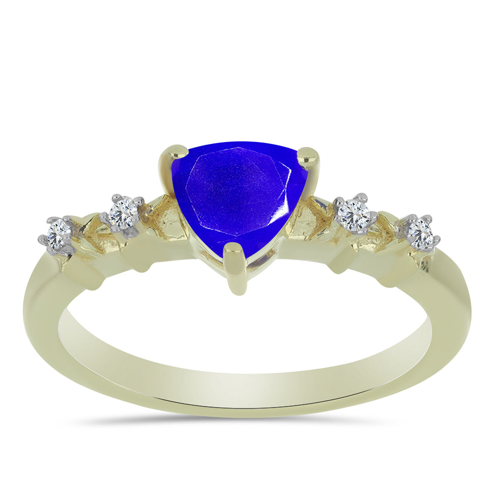 Inel din Argint 925 Placat cu Aur ( 2.56 grame ) cu Agat Albastru și Topaz Alb 0.81 Carate