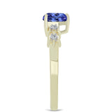 Inel din Argint 925 Placat cu Aur ( 2.56 grame ) cu Agat Albastru și Topaz Alb 0.81 Carate