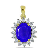 Pandantiv din Argint 925 Placat cu Aur ( 1.39 grame ) cu Agat Albastru și Topaz Alb 2.85 Carate
