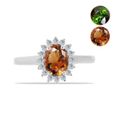Inel din Argint 925 ( 2.29 grame ) cu Zultanit Anatolian Certificat cultivat în laborator și Topaz Alb 1.78 Carate