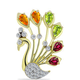 Broşă din Argint 925 Placat cu Aur ( 4.39 grame ) cu Turmalină Chakra și Topaz Alb 1.26 Carate