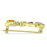 Broşă din Argint 925 Placat cu Aur ( 4.39 grame ) cu Turmalină Chakra și Topaz Alb 1.26 Carate
