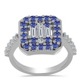 Inel din Argint 925 ( 4.17 grame ) cu Tanzanit și Topaz Alb 1.47 Carate