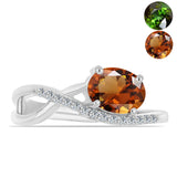 Inel din Argint 925 ( 2.72 grame ) cu Zultanit Anatolian Certificat cultivat în laborator și Topaz Alb 1.55 Carate
