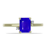 Inel din Argint 925 Placat cu Aur ( 2.21 grame ) cu Agat Albastru și Topaz Alb 1.67 Carate