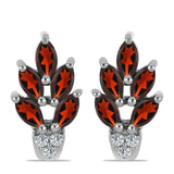Cercei din Argint 925 ( 2.37 grame ) cu Granat Barton și Topaz Alb 1.16 Carate