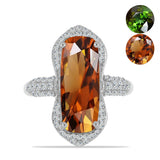 Inel din Argint 925 ( 4.55 grame ) cu Zultanit Anatolian Certificat cultivat în laborator și Topaz Alb 8.42 Carate