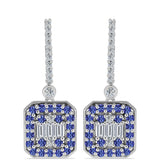 Cercei din Argint 925 ( 6.46 grame ) cu Tanzanit și Topaz Alb 2.99 Carate
