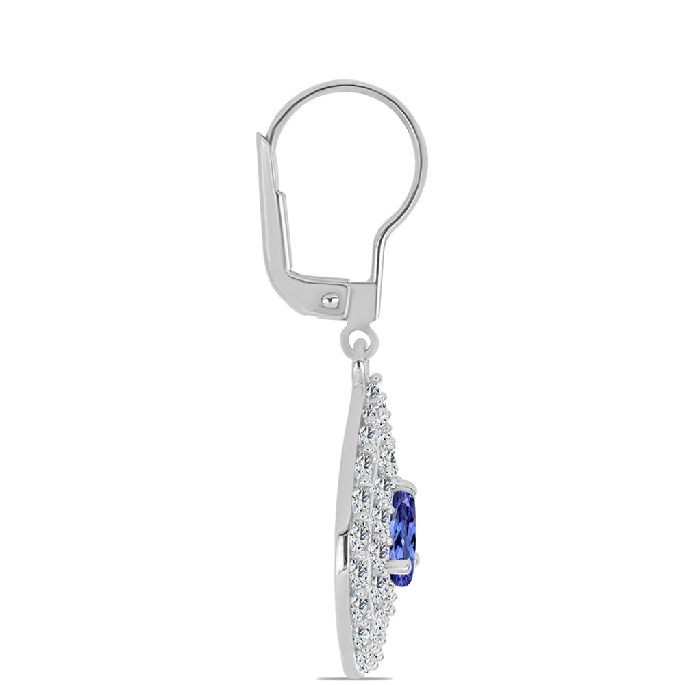 Cercei din Argint 925 ( 3.57 grame ) cu Tanzanit și Topaz Alb 3.44 Carate