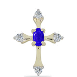Cruce Pandantiv din Argint 925 Placat cu Aur ( 0.92 grame ) cu Agat Albastru și Topaz Alb 0.37 Carate