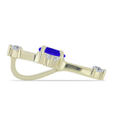 Cruce Pandantiv din Argint 925 Placat cu Aur ( 0.92 grame ) cu Agat Albastru și Topaz Alb 0.37 Carate