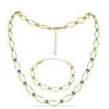 Set din Argint 925 Placat cu Aur ( 25.63 grame ) cu Tanzanit 1.33 Carate ( Colier+Brățară )