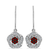 Cercei din Argint 925 ( 3.34 grame ) cu Granat Barton și Topaz Alb 0.64 Carate