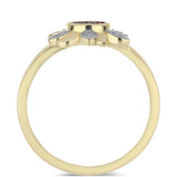 Inel din Argint 925 Placat cu Aur ( 3.09 grame ) cu Diamant Roșu și Diamant Alb 0.2 Carate