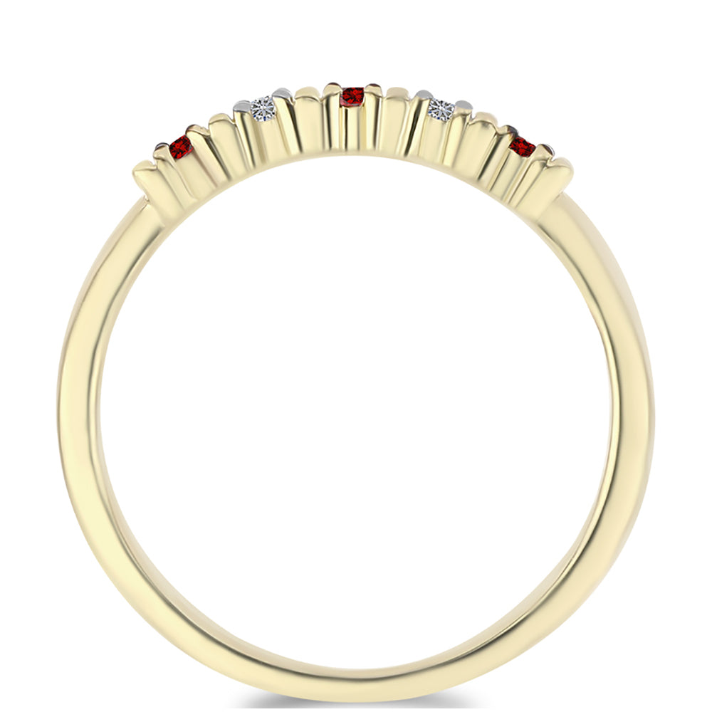 Inel din Argint 925 Placat cu Aur ( 1.51 grame ) cu Diamant Roșu și Diamant Alb 0.1 Carate