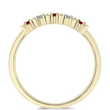 Inel din Argint 925 Placat cu Aur ( 1.51 grame ) cu Diamant Roșu și Diamant Alb 0.1 Carate