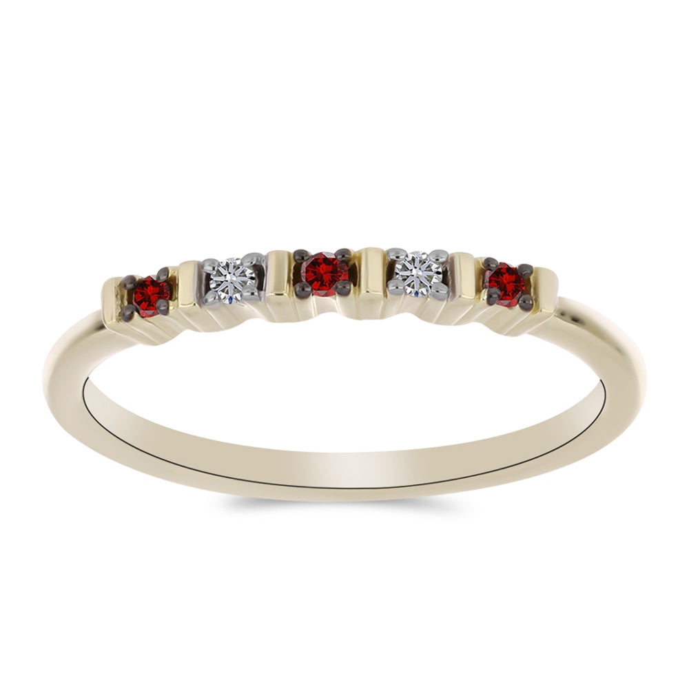 Inel din Argint 925 Placat cu Aur ( 1.51 grame ) cu Diamant Roșu și Diamant Alb 0.1 Carate