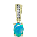 Pandantiv din Argint 925 Placat cu Aur ( 0.91 grame ) cu Opal Albastru Etiopian Paraiba și Topaz Alb 0.46 Carate