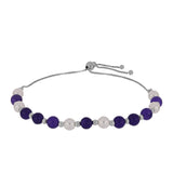 Brățară din Argint 925 ( 2.42 grame ) cu Jad Violet și Perlă de Apă Dulce Albă 23.14 Carate