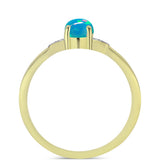 Inel din Argint 925 Placat cu Aur ( 1.54 grame ) cu Opal Albastru Etiopian Paraiba și Topaz Alb 0.46 Carate