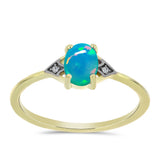 Inel din Argint 925 Placat cu Aur ( 1.54 grame ) cu Opal Albastru Etiopian Paraiba și Topaz Alb 0.46 Carate