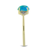 Inel din Argint 925 Placat cu Aur ( 1.54 grame ) cu Opal Albastru Etiopian Paraiba și Topaz Alb 0.46 Carate