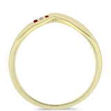Inel din Argint 925 Placat cu Aur ( 1.6 grame ) cu Diamant Roșu și Diamant Alb 0.03 Carate